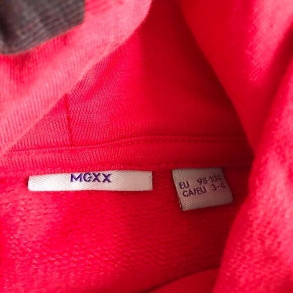 MEXX red spell out hooded sweatshirt EUC 3/4T - Picture 3 of 4
